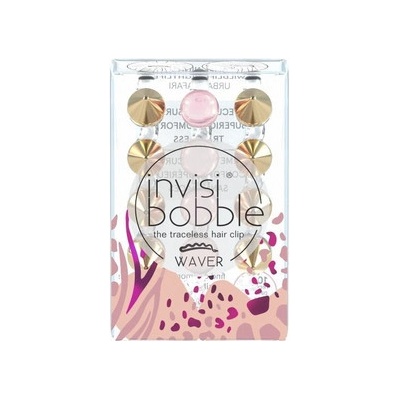 Invisibobble Urban Safari Waver Wildlife Nightlife Gold rivets and pink beads