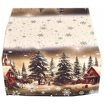 Forbyt Vánoční ubrus Zasněžená krajina CYH6019R 40x140 cm