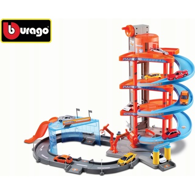 Bburago PLAYStreet Fire Mega Dealer Showroom garáž s dvěma autíčky 1:43