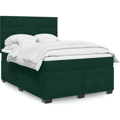vidaXL 11461.3293257 Boxspring postel s matrací tmavě zelená samet