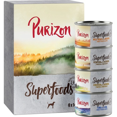 Purizon 12х140г Superfoods Purizon, консервирана храна за кучета - смесена опаковка