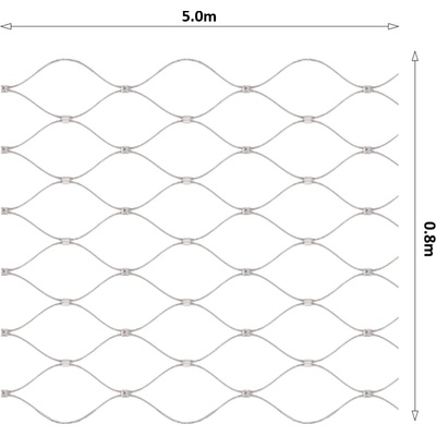 Lanová sieť, 0,8 x 5 m, oko 60 x 104 mm, ø 2 mm, AISI 316