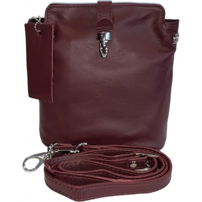 Facebag menší kožená crossbody s kovovým zapínáním 9603/152 bordová
