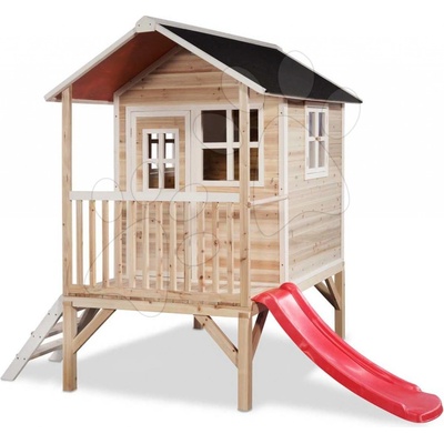 Exit Toys Domček cédrový na pilieroch Loft 300 Natural s vodeodolnou strechou a šmykľavkou prírodný