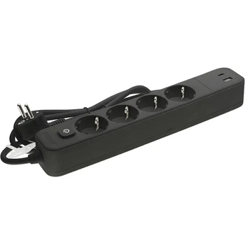 VITO РАЗКЛОНИТЕЛ 4 ГНЕЗДА usb a+c 3m ЧЕРЕН С КЛЮЧ vito (6972538041067)