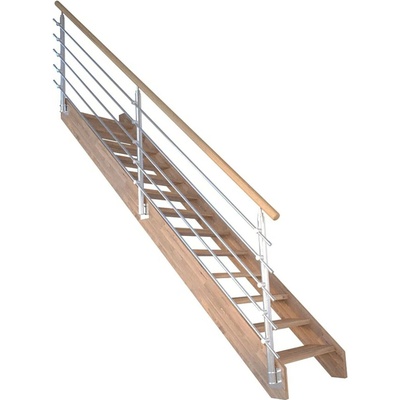 StarWood Schody Mykonos Pro dubové rovné 80cm otevřené design.nerez.zábradlí L/P