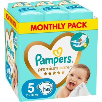 Pampers Бебешки пелени Pampers Premium Care - Monthly Pack, размер 5, 148 броя (1100017310)