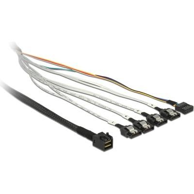 Delock Кабел Delock mini SAS HD SFF-8643 4 x SATA 7 пина + Sideband 0, 5 m метал