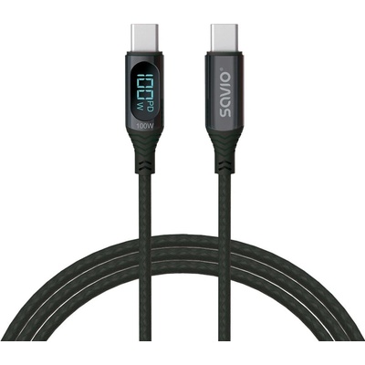 Savio CL-174 USB 2.0, USB C vidlice,z obou stran, 1m, černý
