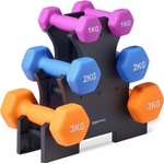 Amazon Basics Neoprene Dumbbell Weights Set with Stand, 1, 2, 3 kg Pairs - GND012 (GND012)