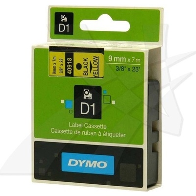 Dymo originál páska do tlačiarne štítkov, Dymo, 40918, S0720730, čierny tlač/žltý podklad, 7m, 9mm, D1