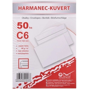 Harmanec-Kuvert Poštové obálky C6 samolepiace, 50 ks