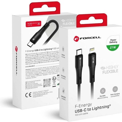 Forcell C346 typu C na Lightning Pd 3A 27W silikonový 1m černý