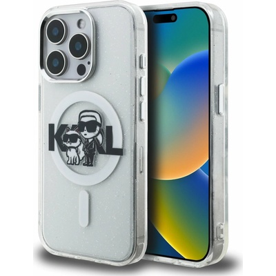 Karl Lagerfeld IML Glitter Karl and Choupette Sketch MagSafe Zadní Kryt pre iPhone 15 Pro