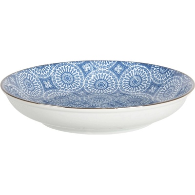 Clayre & Eef Hlboký tanier s modrým kvetinovým ornamentom BlueSnow 20 x 4 cm