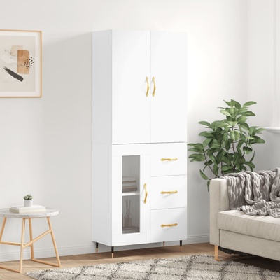 vidaXL Висок шкаф, бял, 69, 5x34x180 см, инженерно дърво (3195939)