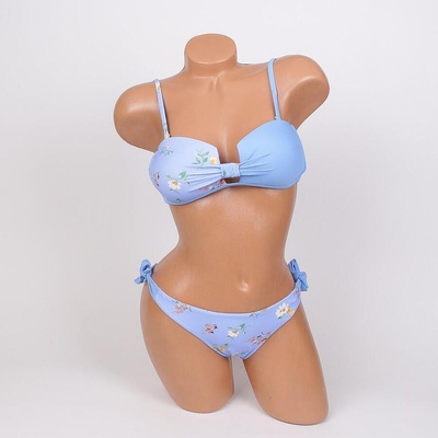 Дамски бански в синьо-лилав цвят с цветя