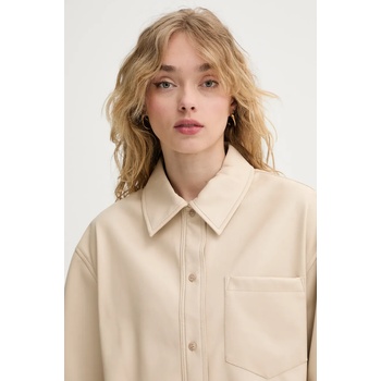 Stand Studio Риза Stand Studio Clarissa дамска в бежово със свободна кройка с класическа яка 66487-8006 (66487.8006)