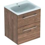 Geberit Selnova Square - Шкафче за умивалник 64x54x48 см, с умивалник, 2 чекмеджета, орех хикори 501.234. 00.1 (501.234.00.1)