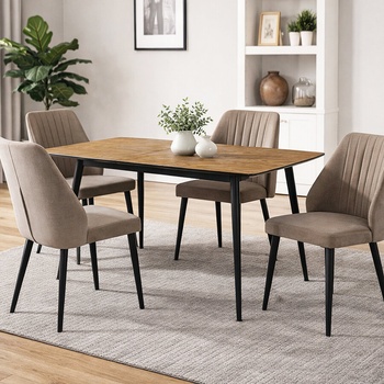 ЕВРОМАР Разтегателна трапезен маса yense меден дъб с черно (070.003.0055)