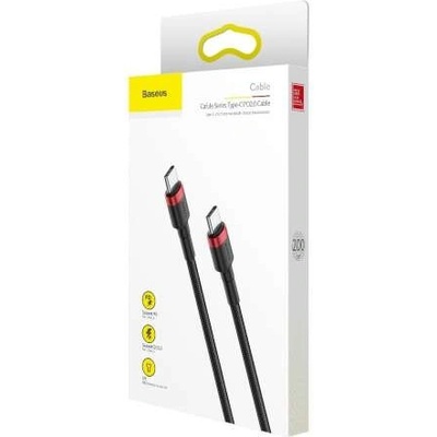 Кабел за данни и зареждане Baseus, Cafule CATKLF-C91, USB към USB Type-C, Quick Charge, 2 м, Черен/Червен (CATKLF-H91) (CATKLF-H91)