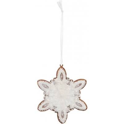 Clayre & Eef Závěsná dekorace perníková vločka Frosted Ginger - 9*1*10 cm