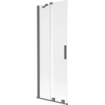 Mexen Velar двукрилен плъзгащ се параван за вана 75 x 150 cm, матирано стъкло, gun metal - 896-075-000-31-95 (896-075-000-31-95)