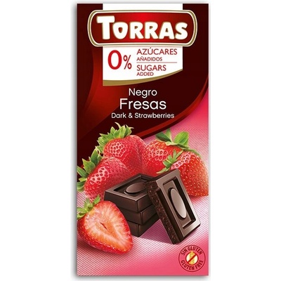 TORRAS Čokoláda bez cukru horká s jahodami 75 g