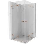 Mexen Lunar-F Duo сгъваема душ кабина 100 x 100 см, прозрачна, четкана мед - 836-100L-100P-65-00 (836-100L-100P-65-00)