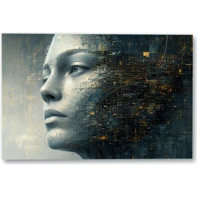 Plakát – Digitální lidská tvář v datové struktuře 135 × 90 cm Bez rámu Ne Bez rámu