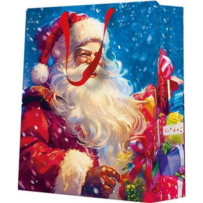 PAW Dárková taška stredne velká - Santa Claus with gift boxes 20x10x25 cm
