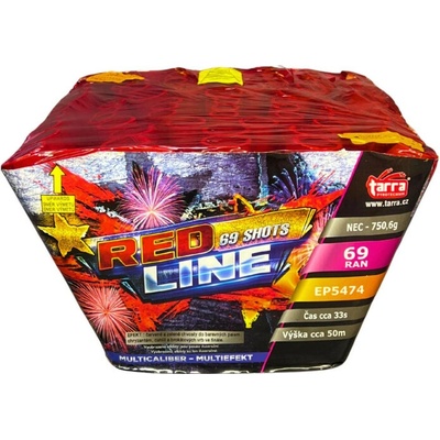 Ohňostroj batéria výmetnic RED LINE 69 rán 4x1