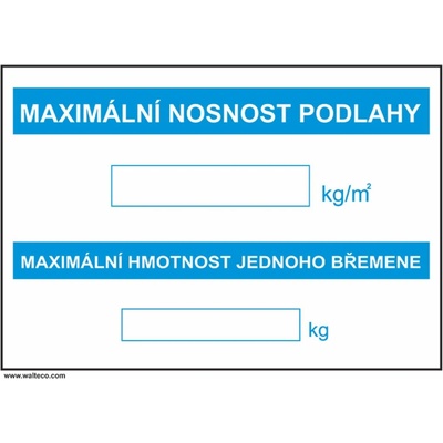 Walteco Maximální nosnost podlahy 297x210mm, formát A4, samolepka , 20034