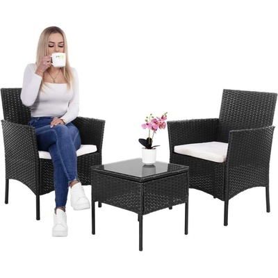 SPRINGOS ALABAMA 2 Ratanový set záhradného nábytku, čierny