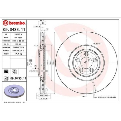 Brzdový kotúč BREMBO 09.D433.11