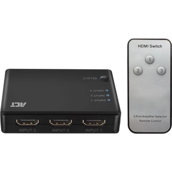 ACT HDMI суич ACT, 3 порта, 4K@60Hz, USB, дистанционно управление, черен - EWENT-ACT-SPLIT-AC7845 (EWENT-ACT-SPLIT-AC7845)
