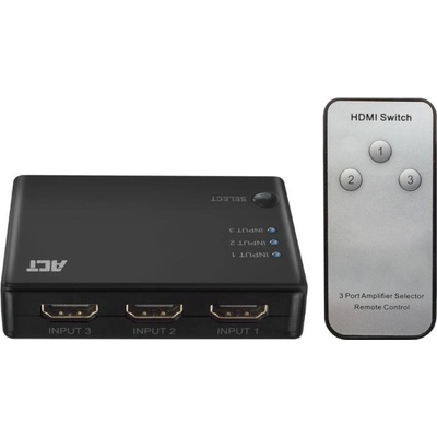 ACT HDMI суич ACT, 3 порта, 4K@60Hz, USB, дистанционно управление, черен - EWENT-ACT-SPLIT-AC7845 (EWENT-ACT-SPLIT-AC7845)