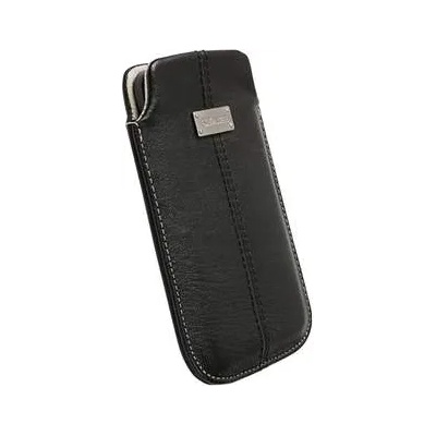 Krusell Luna Pouch 3XL - кожен калъф за iPhone XS, iPhone X, iPhone 8, iPhone 7, iPhone 6S, HTC Sensation XL, HTC One X, Galaxy S3, Galaxy Nexus, Nokia Lumia и др. (черен)