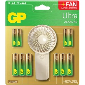 GP Batteries GP SUMMER PACK Алкални батерии ULTRA AA x 12 бр. + ULTRA AAA x 12 бр. + Fan/ Вентилатор/ GP BATTERIES (GP-BA-15AU-24AU-FANWETA21) - xtreme