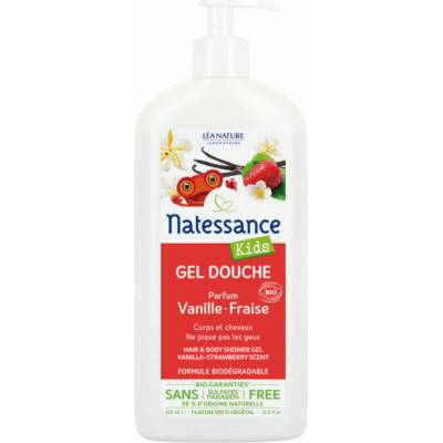 Natessance Dětský šampon a sprchový gel s vanilkou a jahodou 2v1 500 ml