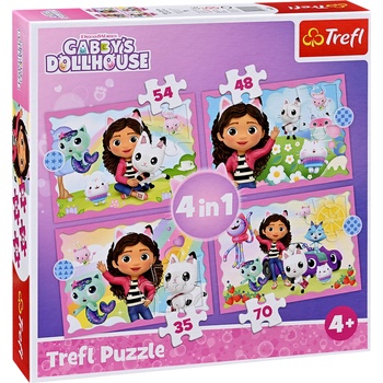 Trefl Пъзел Trefl 4 в 1 - Къщичката за кукли на Габи (34620)