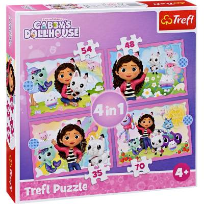 Trefl Пъзел Trefl 4 в 1 - Къщичката за кукли на Габи (34620)