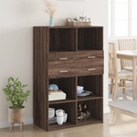 vidaXL Висок шкаф, кафяв дъб, 80x42, 5x124 см, инженерно дърво (3281391)