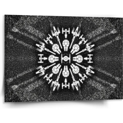 Sablio Obraz Star Wars Vesmírne lode na šedom abstrakte - 150x110 cm