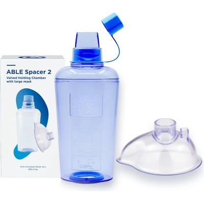 Clement Clarke International Ltd. Able spacer 2 Inhalačný nadstavec s ventilom s náustkom a malou maskou S, 1ks