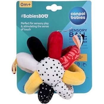 Canpol Senzorická plyšová hračka s hrkálkou a pískatkom Babies Lopta a Panda