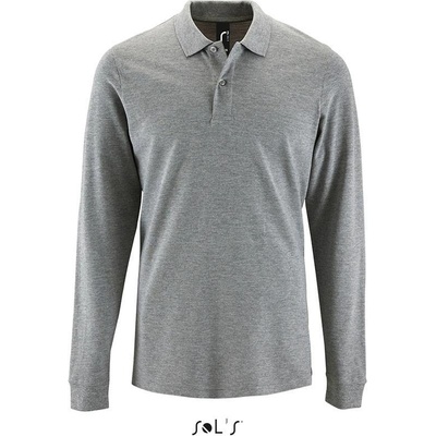 Sol's Perfect LSL Men pánske polo s dlhým rukávom sivé mel.