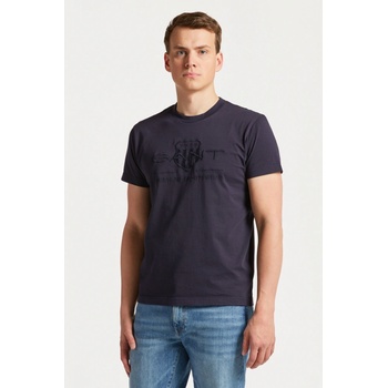 Gant tričko Reg Tonal shield SS modré