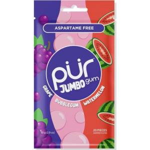 PÜR Дъвка PÜR Xylitol, дъвка-пъпеш-грозде, 20 бр