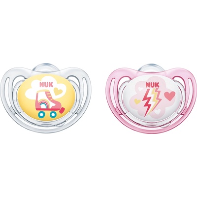 Nuk Силиконови залъгалки NUK - Freestyle, 2 броя, 0-6 m + кутийка, момиче (10730044-Момиче)